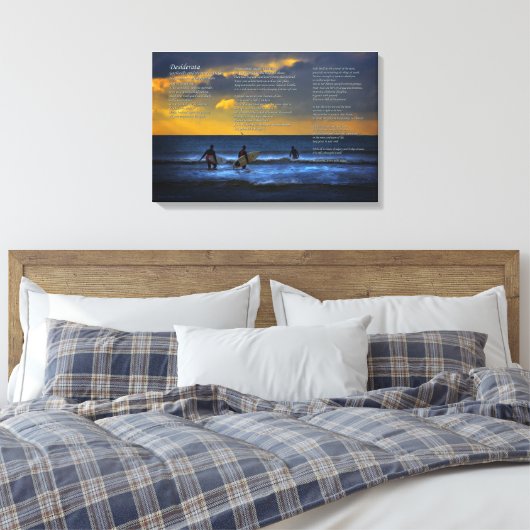 Desiderata Poem over surfen op zonsondergang - KLE Canvas Afdruk (Insitu (Slaapkamer))