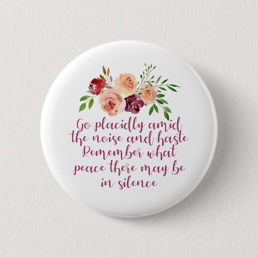 Desiderata Poem Peaceful Meditation Ronde Button 5,7 Cm (Voorkant)