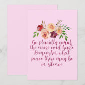 Desiderata Poem Peaceful Quote Pink-kaart (Voorkant / Achterkant)