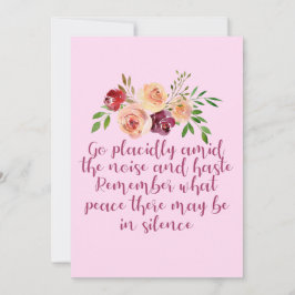 Desiderata Poem Peaceful Quote Pink-kaart