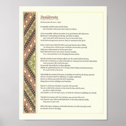 Desiderata Poem Poster (Voorkant)