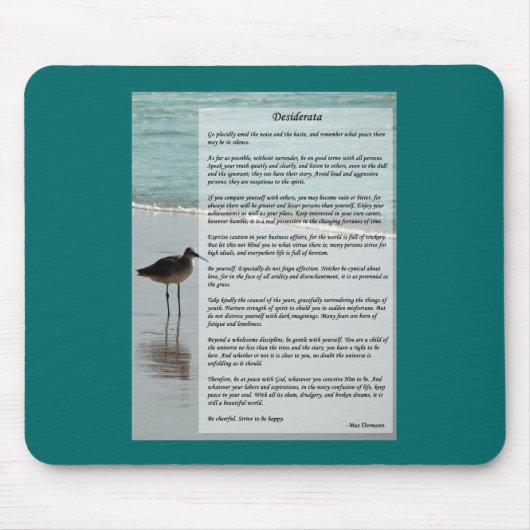 Desiderata Poem - Seagull op het strand Muismat (Voorkant)