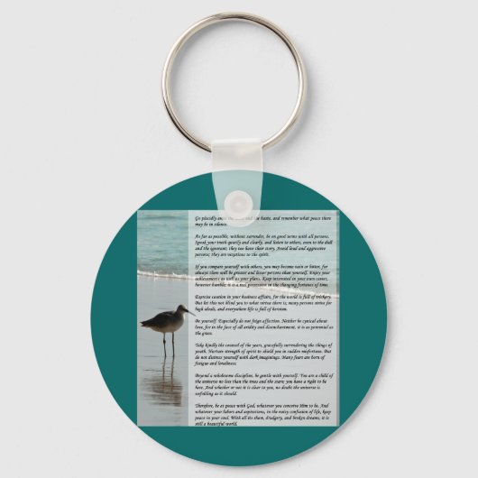 Desiderata Poem - Seagull op het strand Sleutelhanger (Voorkant)