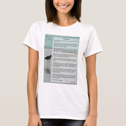 Desiderata Poem - Seagull op het strand T-shirt (Voorkant)