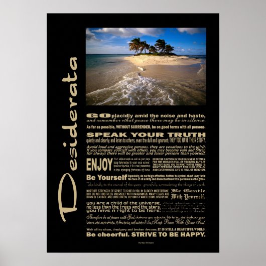 Desiderata Poem Small Solitary Island Poster (Voorkant)