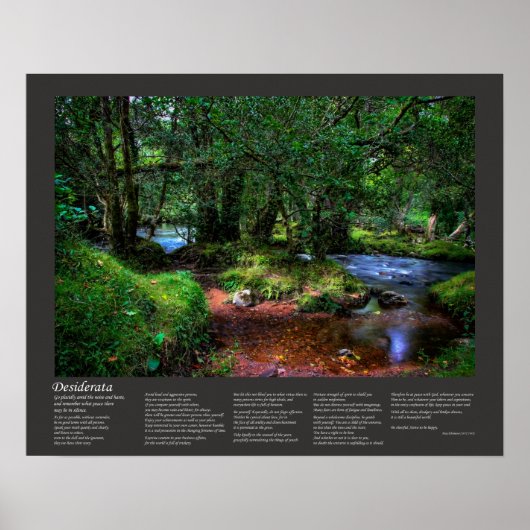 Desiderata Poem - stilletjes stromend water in de  Poster (Voorkant)