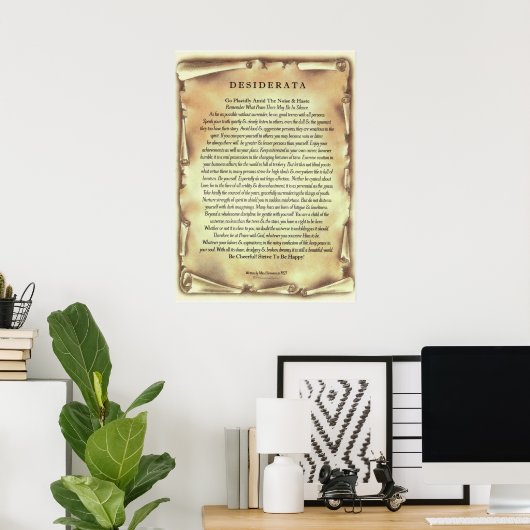 Desiderata Poem van Max Ehrmann Antiek Scroll Poster (Thuiskantoor)