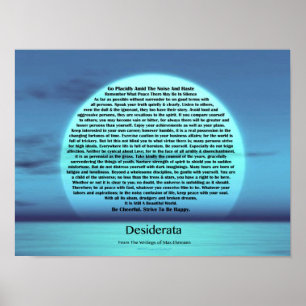 Desiderata Poem van Max Ehrmann Blue Moon Sunset Poster