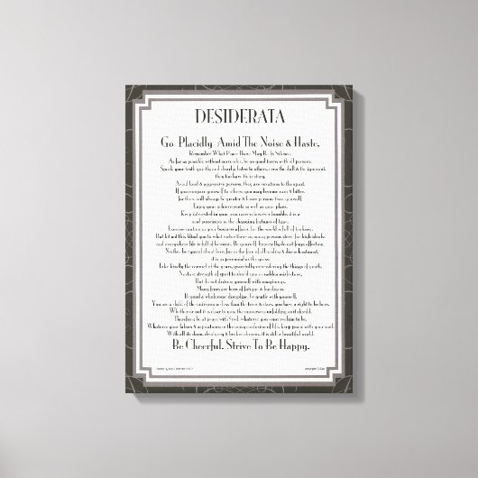 DESIDERATA Poem van Max Ehrmann Canvas Afdruk (Voorkant)