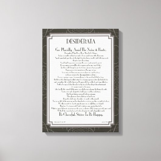 DESIDERATA Poem van Max Ehrmann Canvas Afdruk (Voorkant)