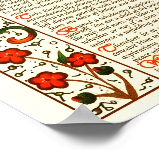 Desiderata Poem van Max Ehrmann Handkalligrafie Poster (Hoek)