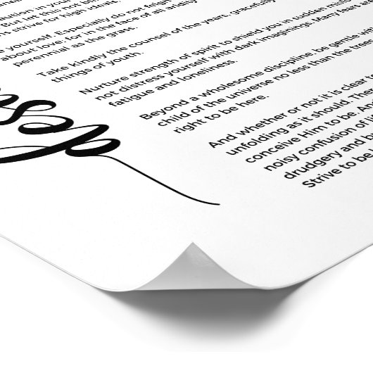 Desiderata Poem van Max Ehrmann Poster (Hoek)