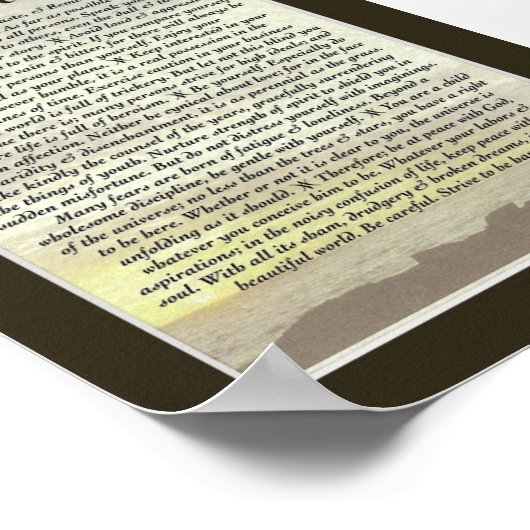 DESIDERATA Poem van Max Ehrmann Poster (Hoek)