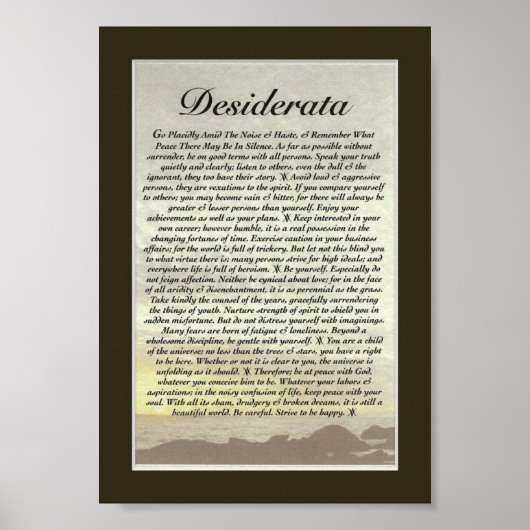 DESIDERATA Poem van Max Ehrmann Poster (Voorkant)