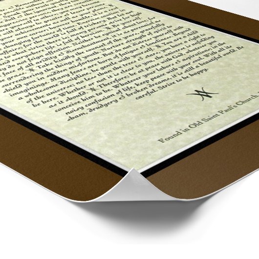 DESIDERATA Poem van Max Ehrmann Poster (Hoek)