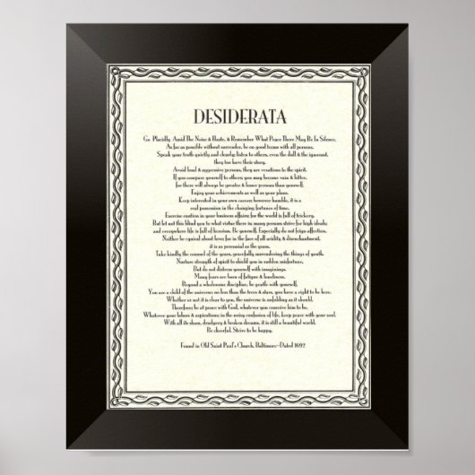 DESIDERATA Poem van Max Ehrmann Poster (Voorkant)