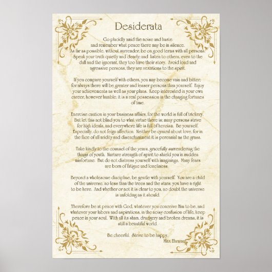 Desiderata Poem van Max Ehrmann Poster (Voorkant)