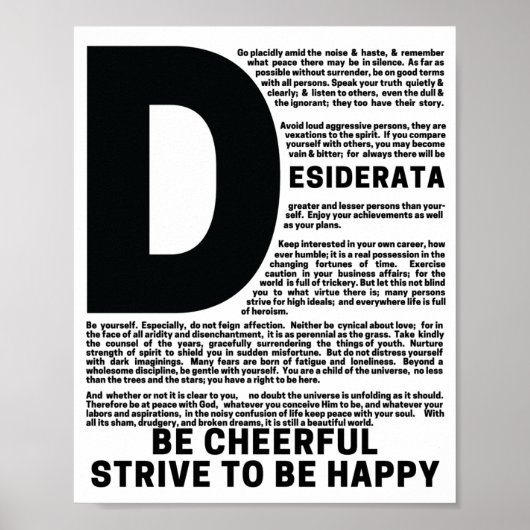 DESIDERATA Poem van Max Ehrmann Poster (Voorkant)