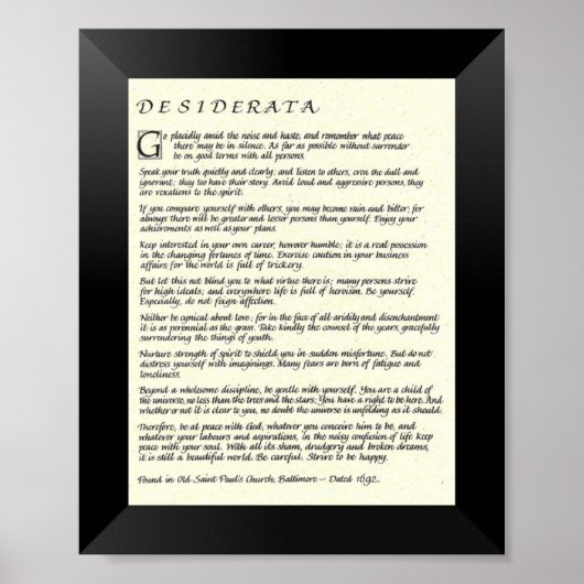 DESIDERATA Poem van Max Ehrmann Poster (Voorkant)