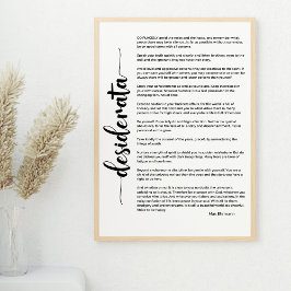 Desiderata Poem van Max Ehrmann Poster