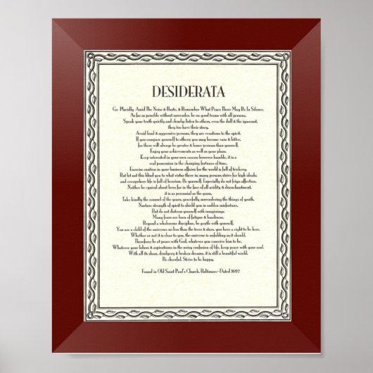 DESIDERATA Poem van Max Ehrmann Poster (Voorkant)