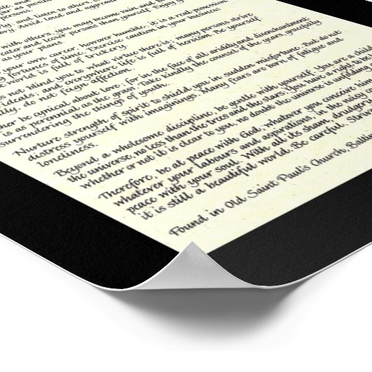 DESIDERATA Poem van Max Ehrmann Poster (Hoek)