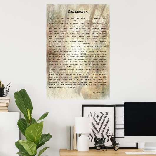 Desiderata Poem van Max Ehrmann Poster (Thuiskantoor)