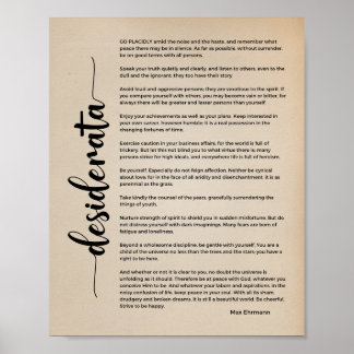 Desiderata Poem van Max Ehrmann Vintage Poster