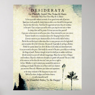 Desiderata Poem van Max Ehrmann Waterverf Lotus Poster