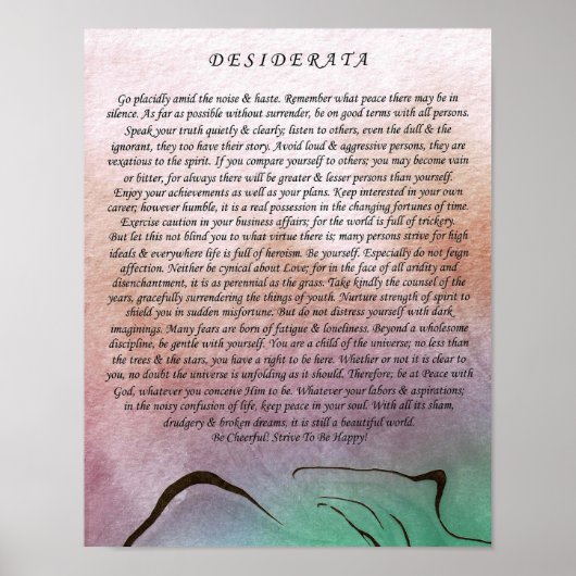 Desiderata Poem van Max Ehrmann Waterverf Mountain Poster (Voorkant)
