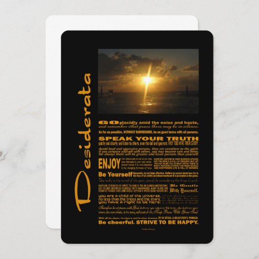 Desiderata Poem Zeer helder Zonnebeeld (Voorkant / Achterkant)