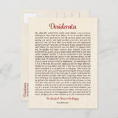 Desiderata Postcard | Desiderata Mini Art Briefkaart (Voorkant / Achterkant)