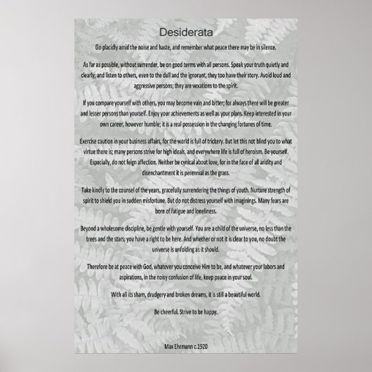 Desiderata Poster (Voorkant)