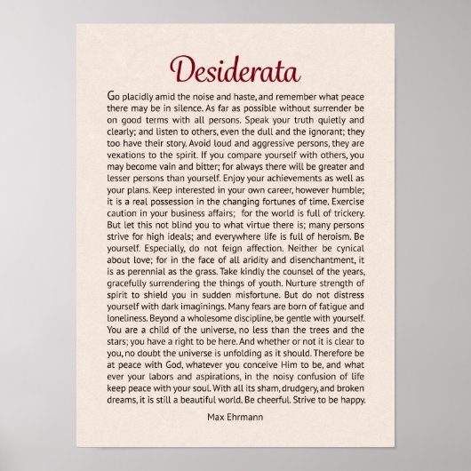 Desiderata Poster (Voorkant)