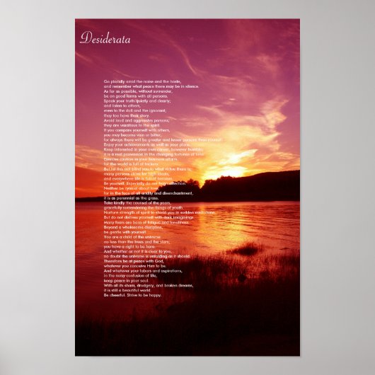 Desiderata Poster (Voorkant)