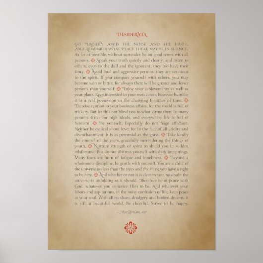 Desiderata poster (Voorkant)