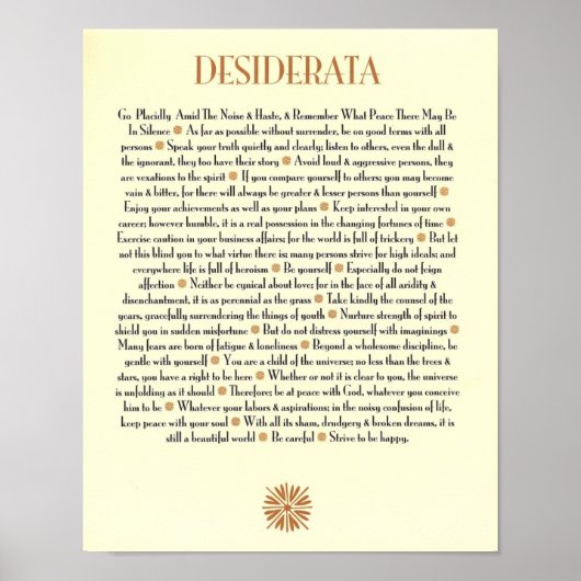 DESIDERATA POSTER (Voorkant)