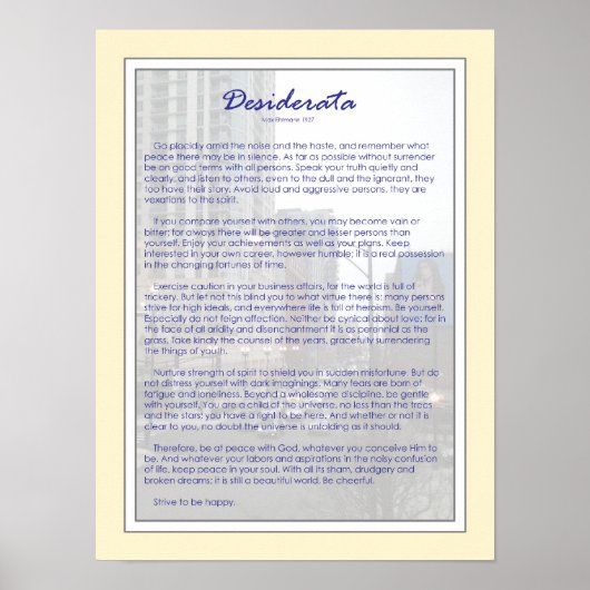 Desiderata Poster (Voorkant)