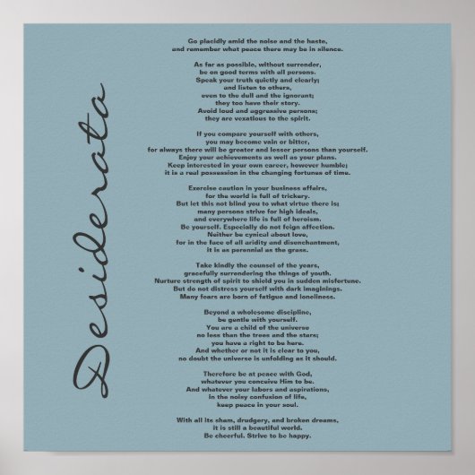 Desiderata-Poster - Achtergrondkleur wijzigen Poster (Voorkant)