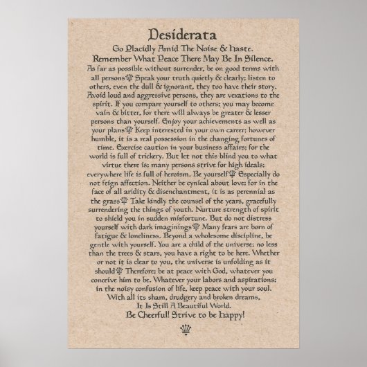 DESIDERATA-Poster door Max Ehrmann=Medieval Crowns Poster (Voorkant)