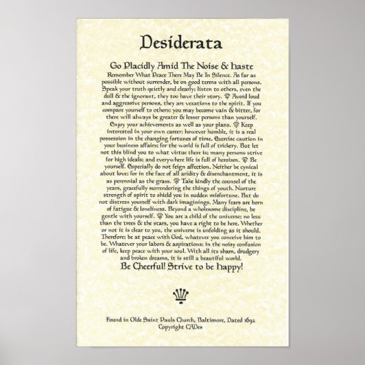 DESIDERATA Poster-Ehrmann-11x17-Church Parchment Poster (Voorkant)