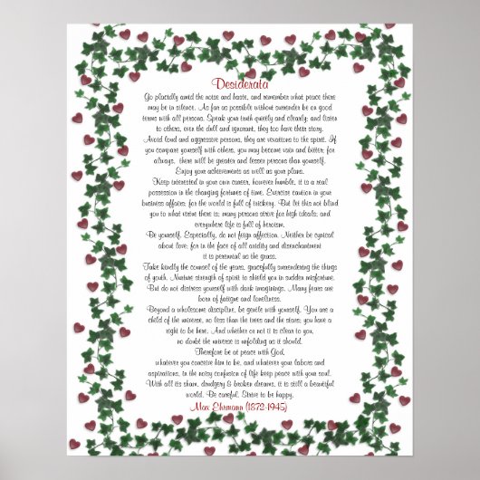 Desiderata Poster Ivy Hearts (Voorkant)