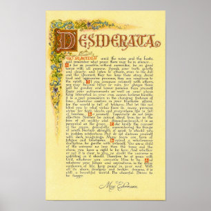 DESIDERATA-Poster: Max Ehrmann=Florentine Poster
