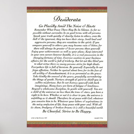 DESIDERATA Poster Max Ehrmann-Formal Trim (Voorkant)