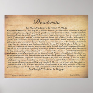 DESIDERATA Poster-Max Ehrmann-Ingegraveerde houten Poster