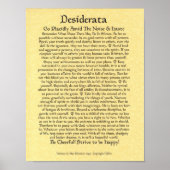 DESIDERATA Poster Max Ehrmann-Medieval Calligrafie (Voorkant)