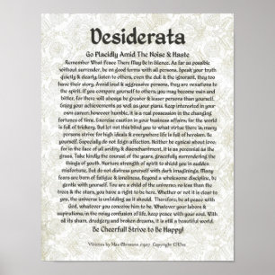 DESIDERATA Poster Max Ehrmann-Medieval Calligrafie