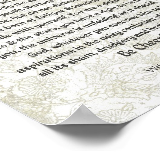 DESIDERATA Poster Max Ehrmann-Medieval Calligrafie (Hoek)