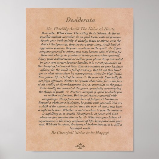 DESIDERATA-Poster op gelooid leder Poster (Voorkant)