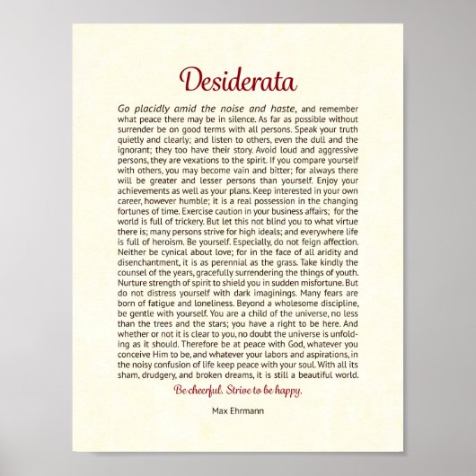 Desiderata Poster Print (Voorkant)